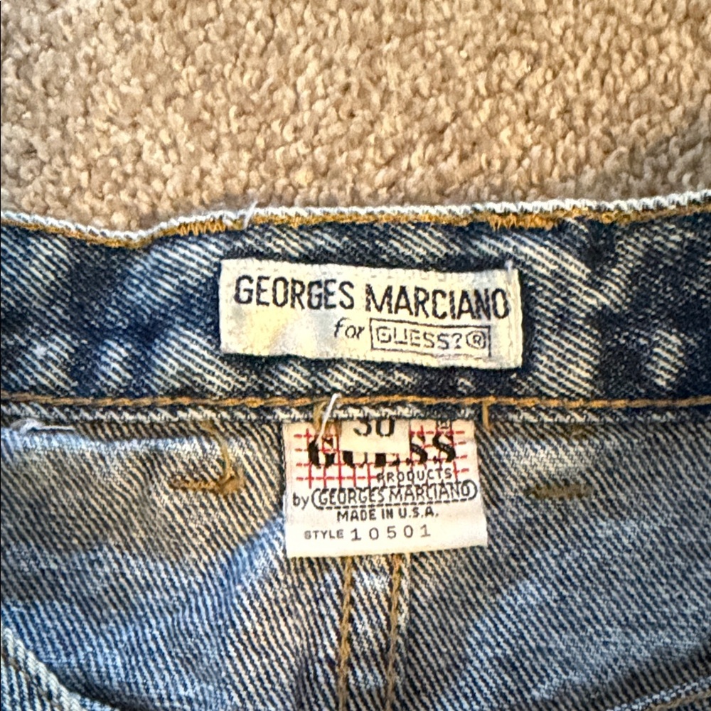 Vintage Georges Marciano for Guess Size 30 Washed Blue Jean Denim Cut Off Skirt - Picture 4 of 4
